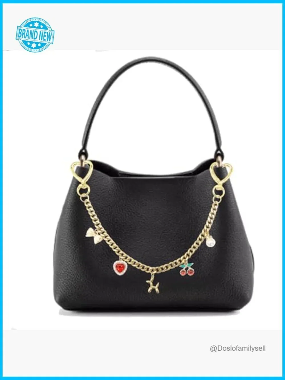 Gold Cherry Keychain Elegant Y2K Charm Accessory for Purse or Jeans
